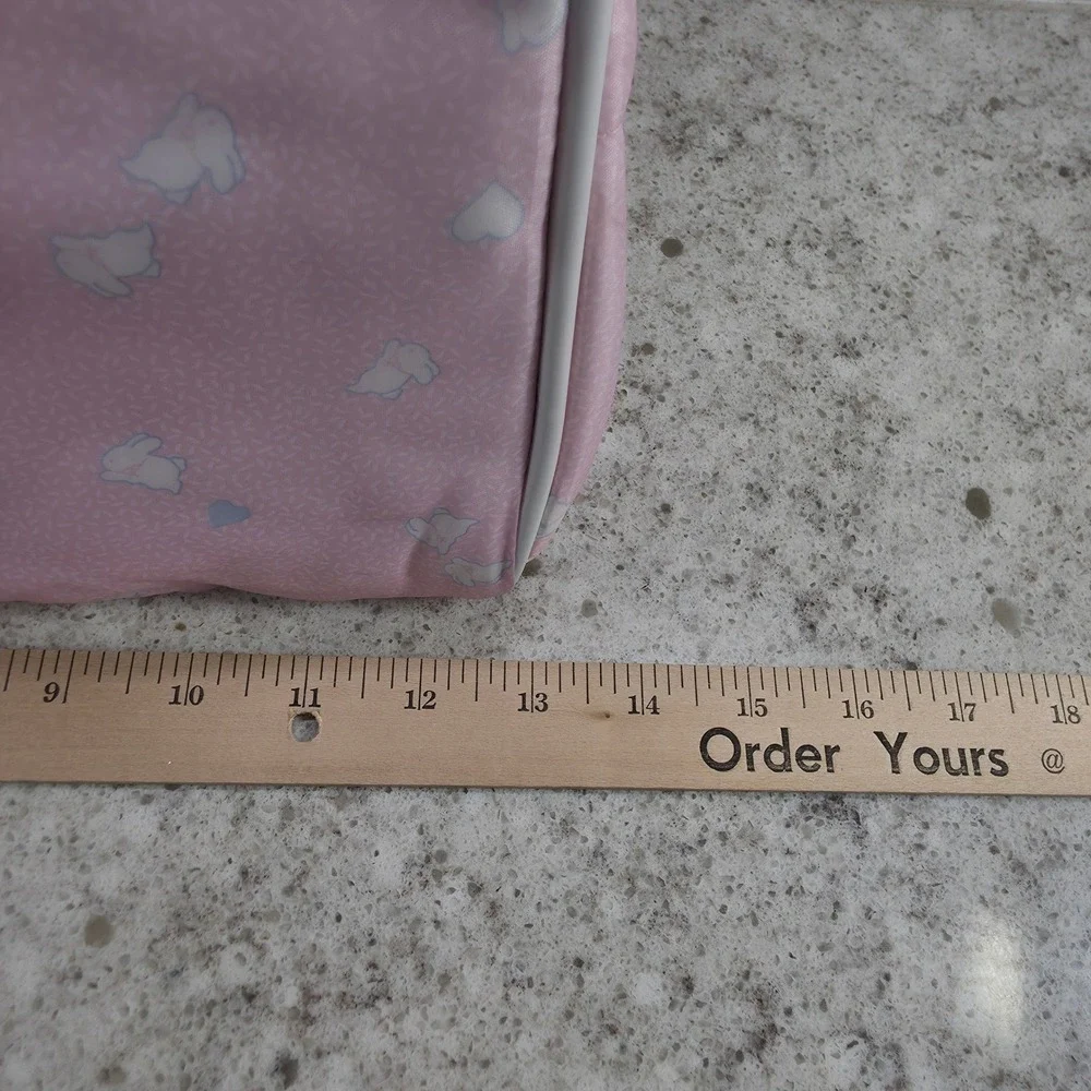 Bye Bye Baby by Baby Connection Diaper Bag Pink Bunny Heart Print with Mat NWT
